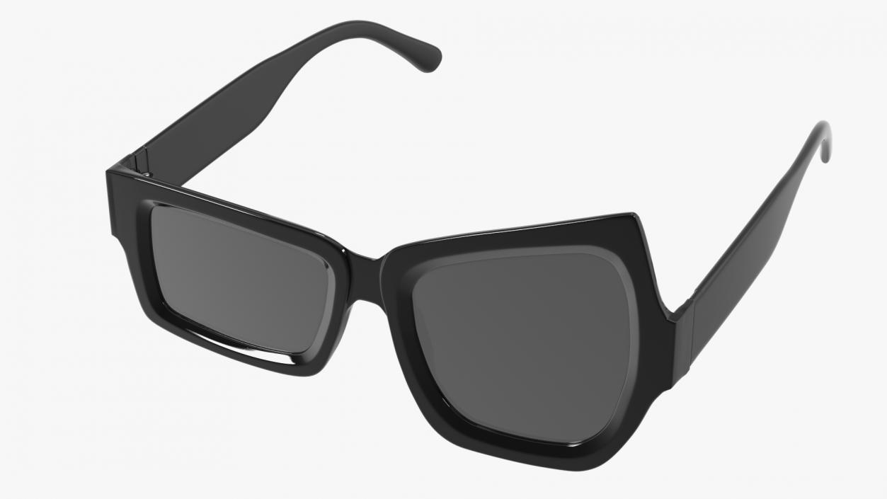 Asymmetrical Sunglasses Black 3D model