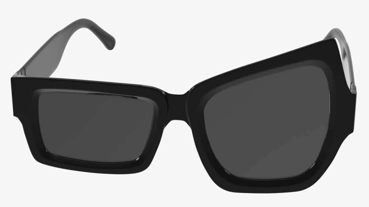 Asymmetrical Sunglasses Black 3D model