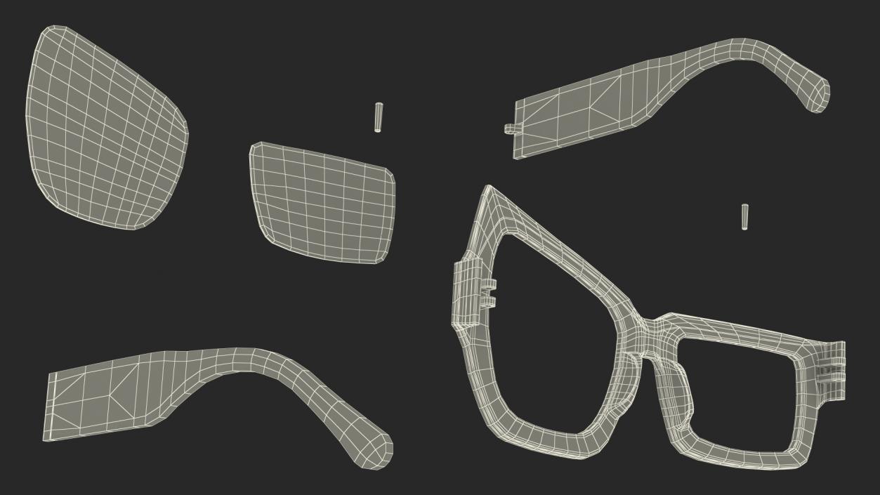 Asymmetrical Sunglasses Black 3D model