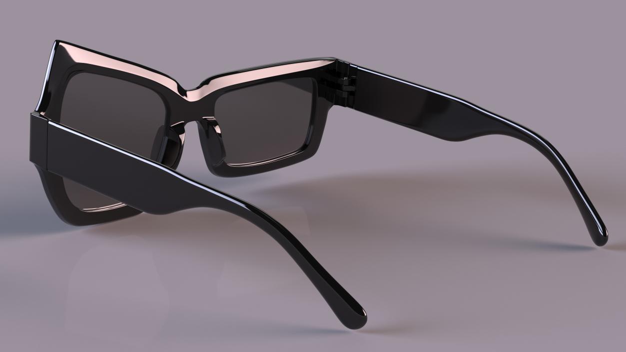 Asymmetrical Sunglasses Black 3D model