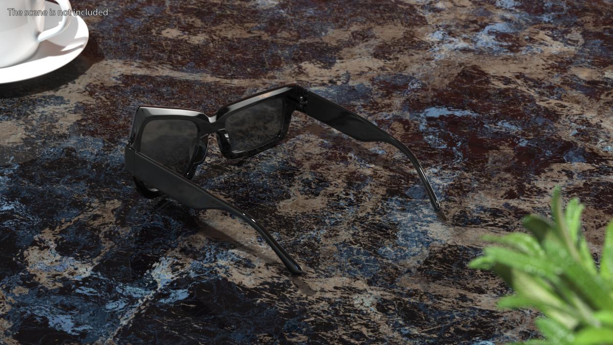 Asymmetrical Sunglasses Black 3D model