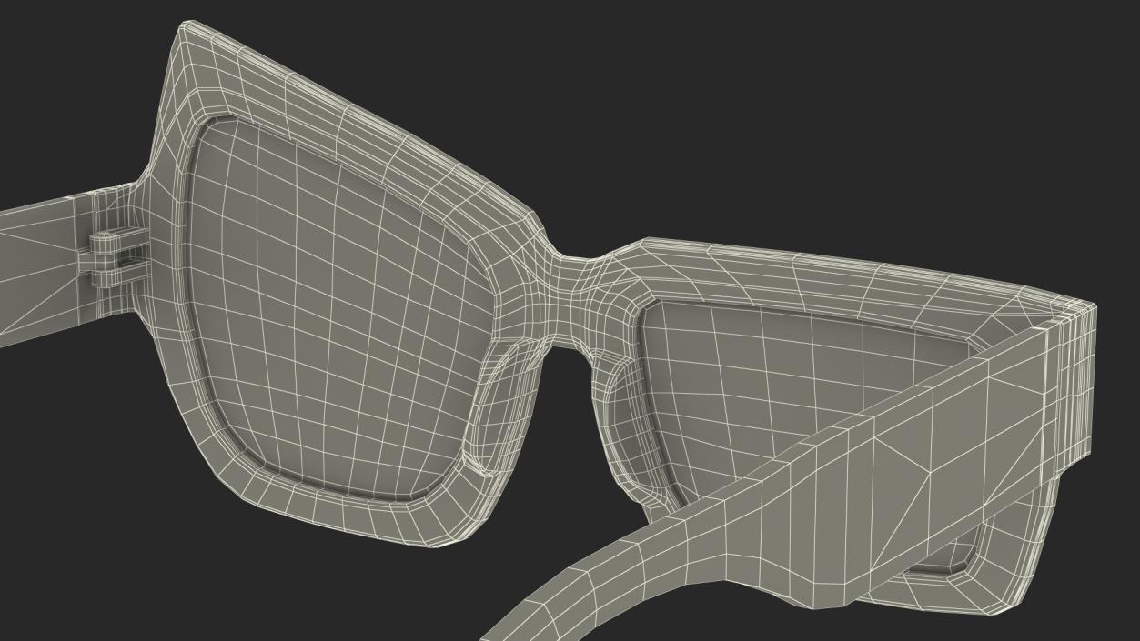 Asymmetrical Sunglasses Black 3D model