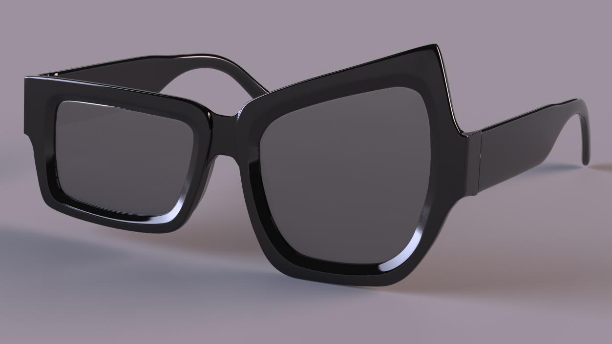 Asymmetrical Sunglasses Black 3D model