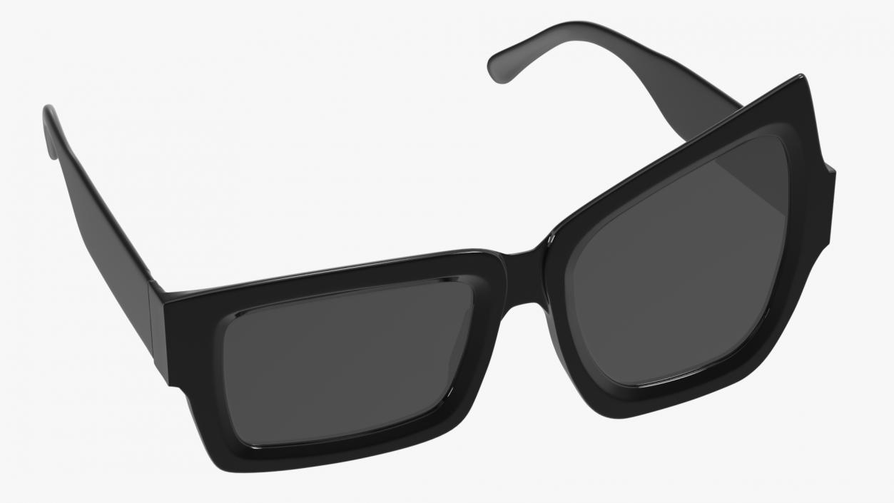 Asymmetrical Sunglasses Black 3D model