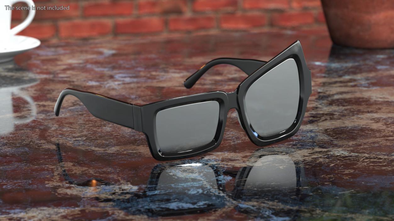 Asymmetrical Sunglasses Black 3D model