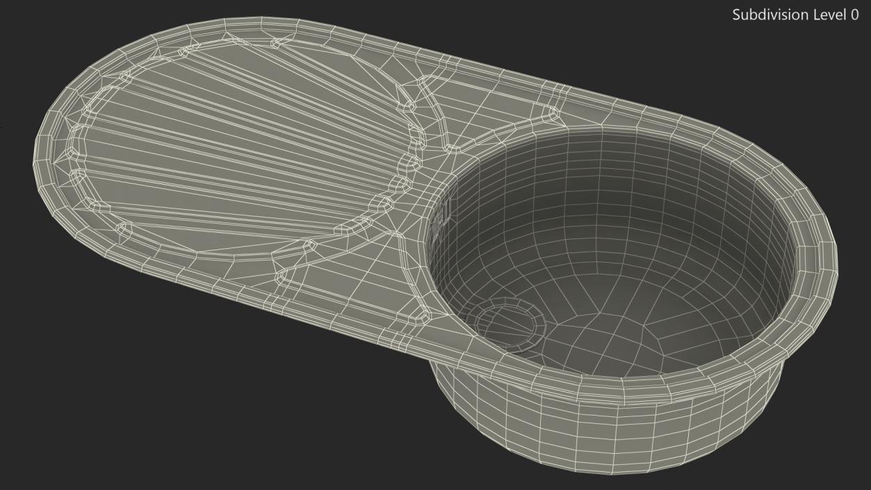 3D Single Bowl Inset Sink with Drainboard model