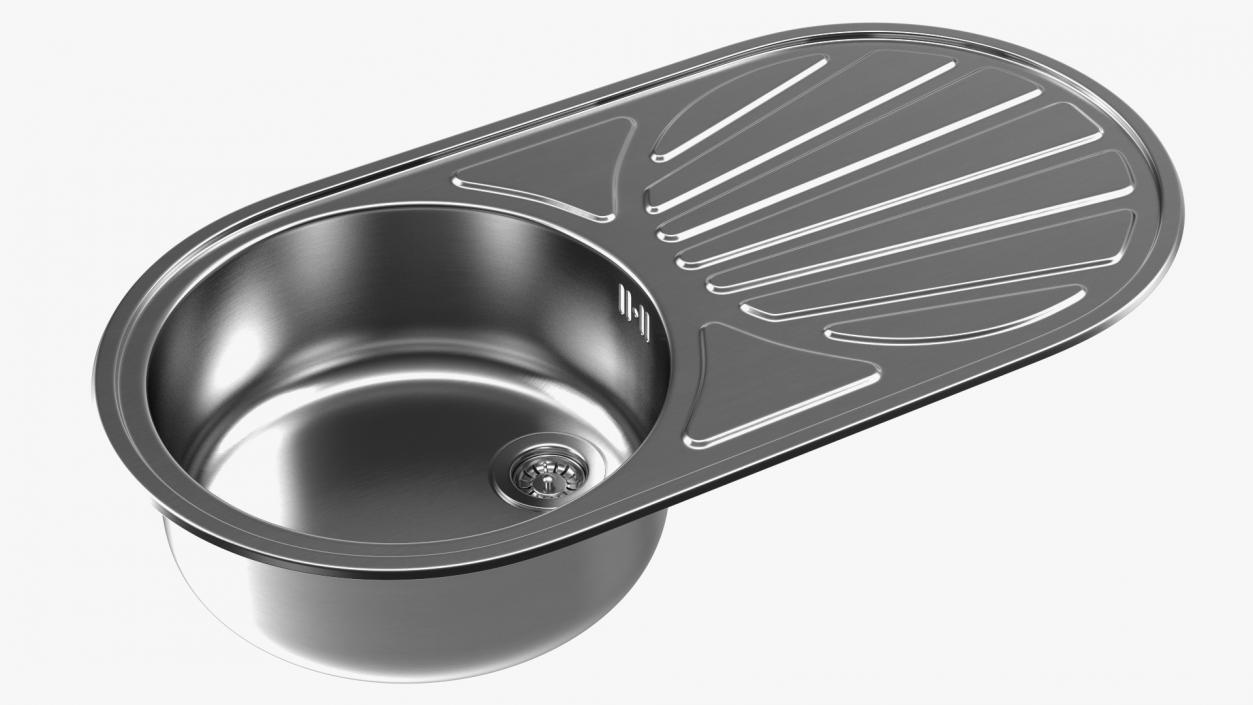 3D Single Bowl Inset Sink with Drainboard model