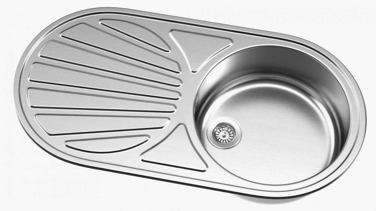 3D Single Bowl Inset Sink with Drainboard model