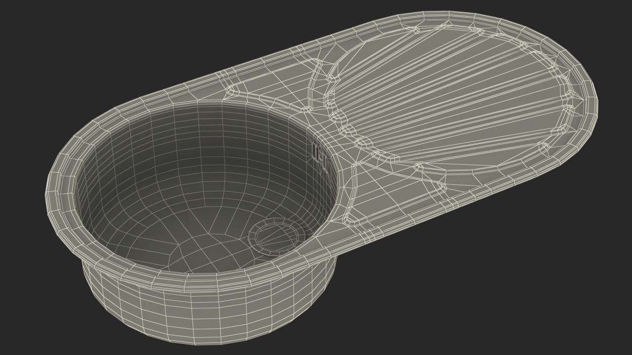 3D Single Bowl Inset Sink with Drainboard model