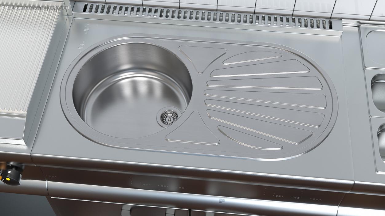 3D Single Bowl Inset Sink with Drainboard model