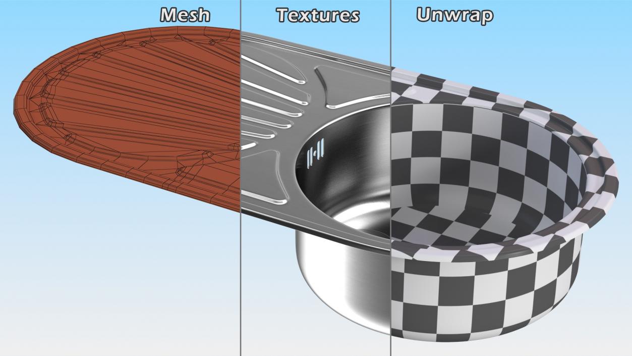 3D Single Bowl Inset Sink with Drainboard model