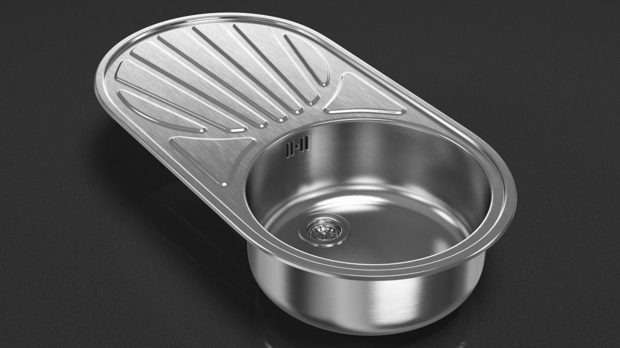 3D Single Bowl Inset Sink with Drainboard model