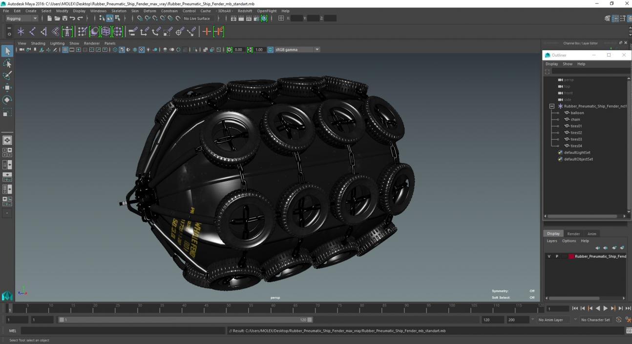 3D model Rubber Pneumatic Ship Fender 2