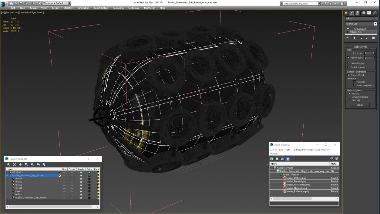 3D model Rubber Pneumatic Ship Fender 2