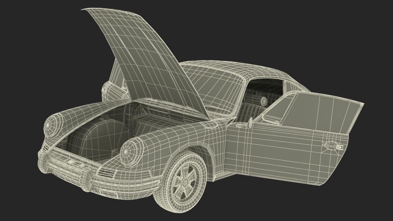 3D White Porsche 911 1968 Simplified model