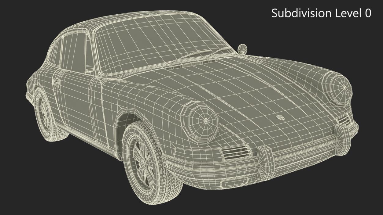 3D White Porsche 911 1968 Simplified model