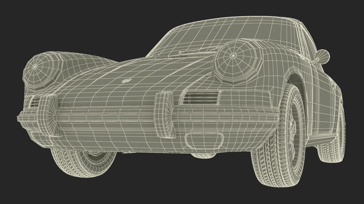 3D White Porsche 911 1968 Simplified model