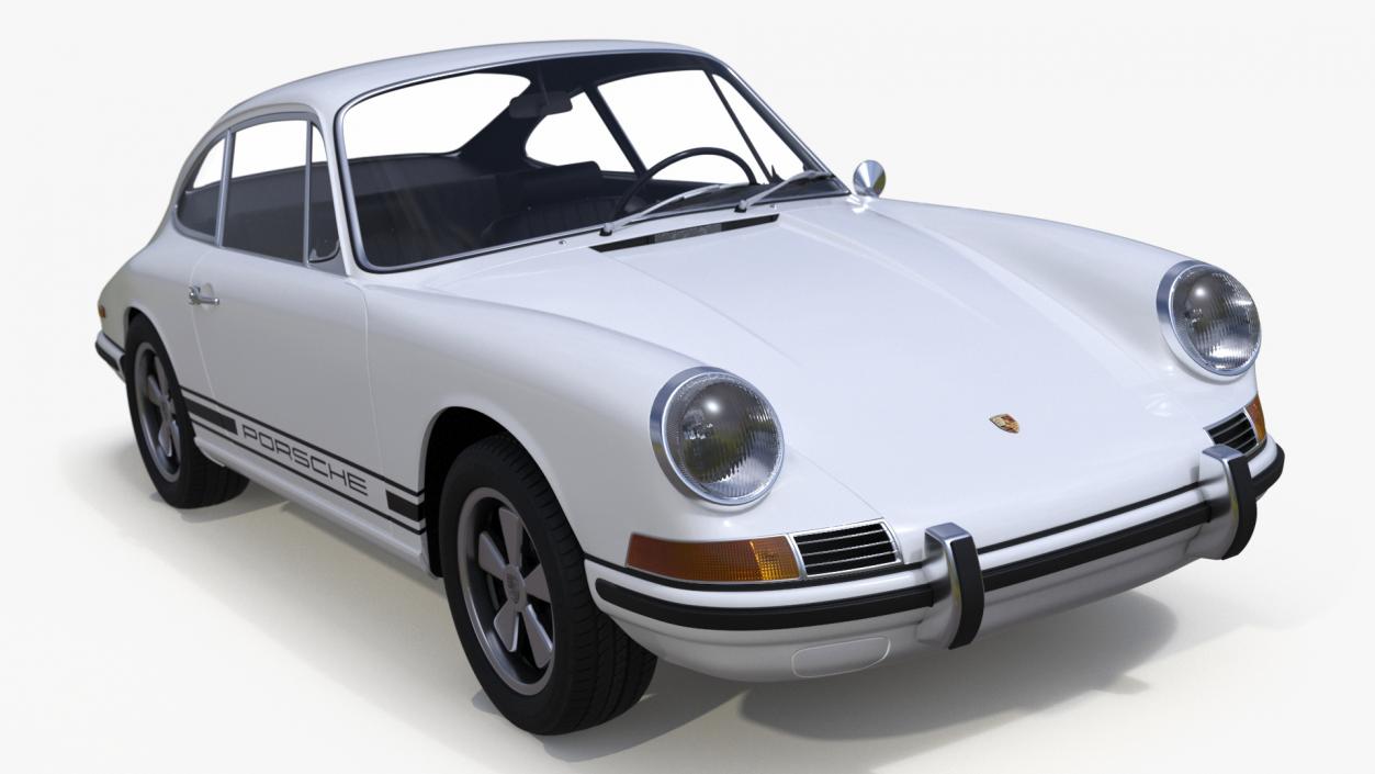 3D White Porsche 911 1968 Simplified model