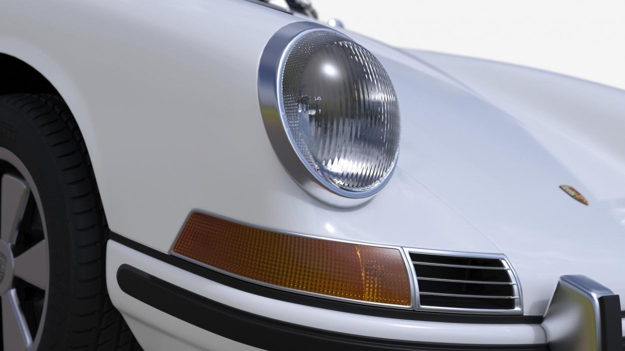 3D White Porsche 911 1968 Simplified model