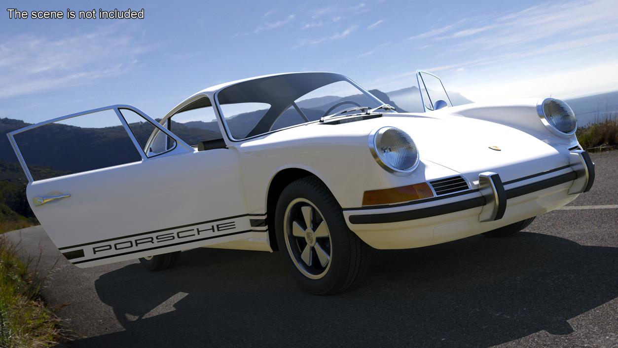 3D White Porsche 911 1968 Simplified model