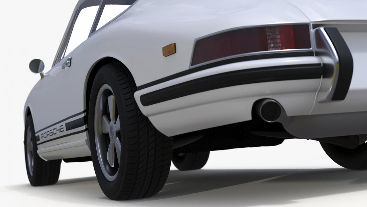 3D White Porsche 911 1968 Simplified model