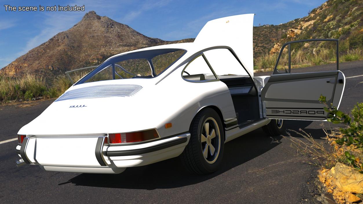 3D White Porsche 911 1968 Simplified model