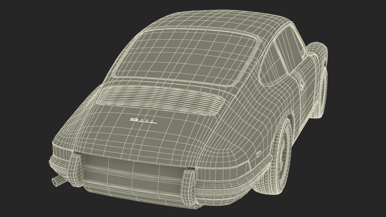 3D White Porsche 911 1968 Simplified model