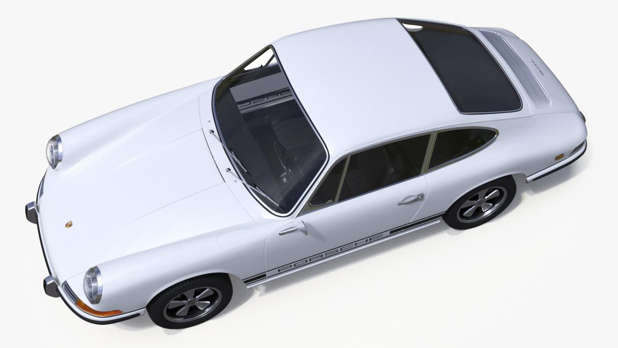 3D White Porsche 911 1968 Simplified model