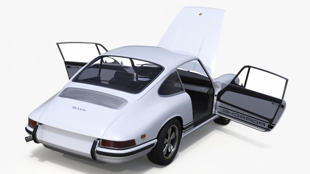 3D White Porsche 911 1968 Simplified model