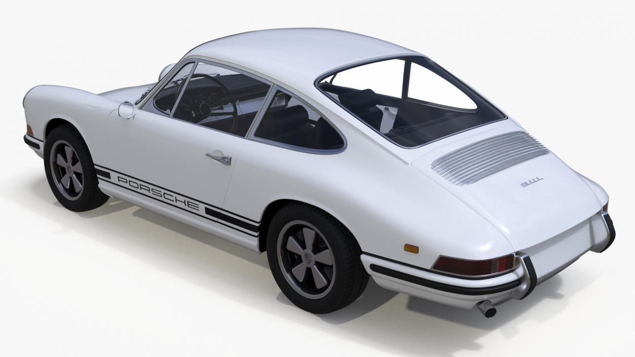 3D White Porsche 911 1968 Simplified model