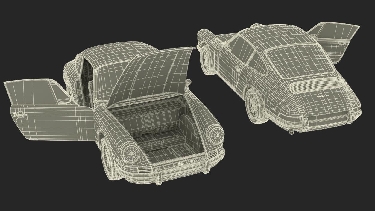 3D White Porsche 911 1968 Simplified model