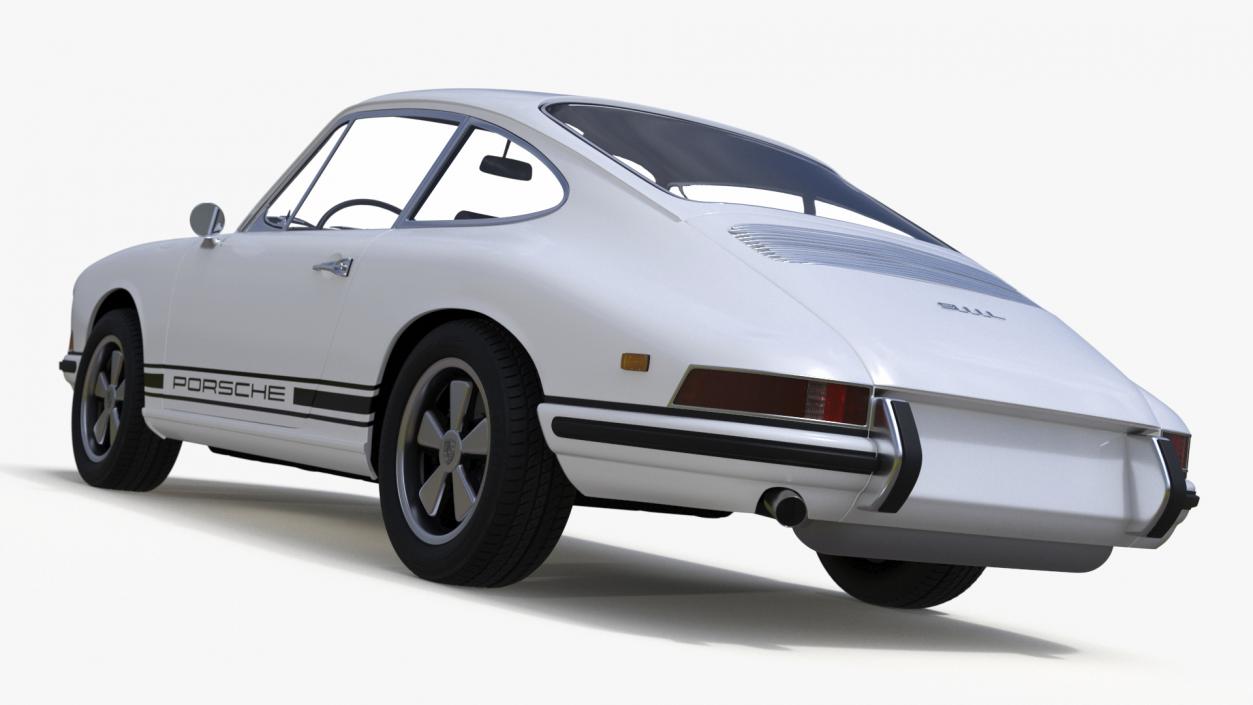 3D White Porsche 911 1968 Simplified model