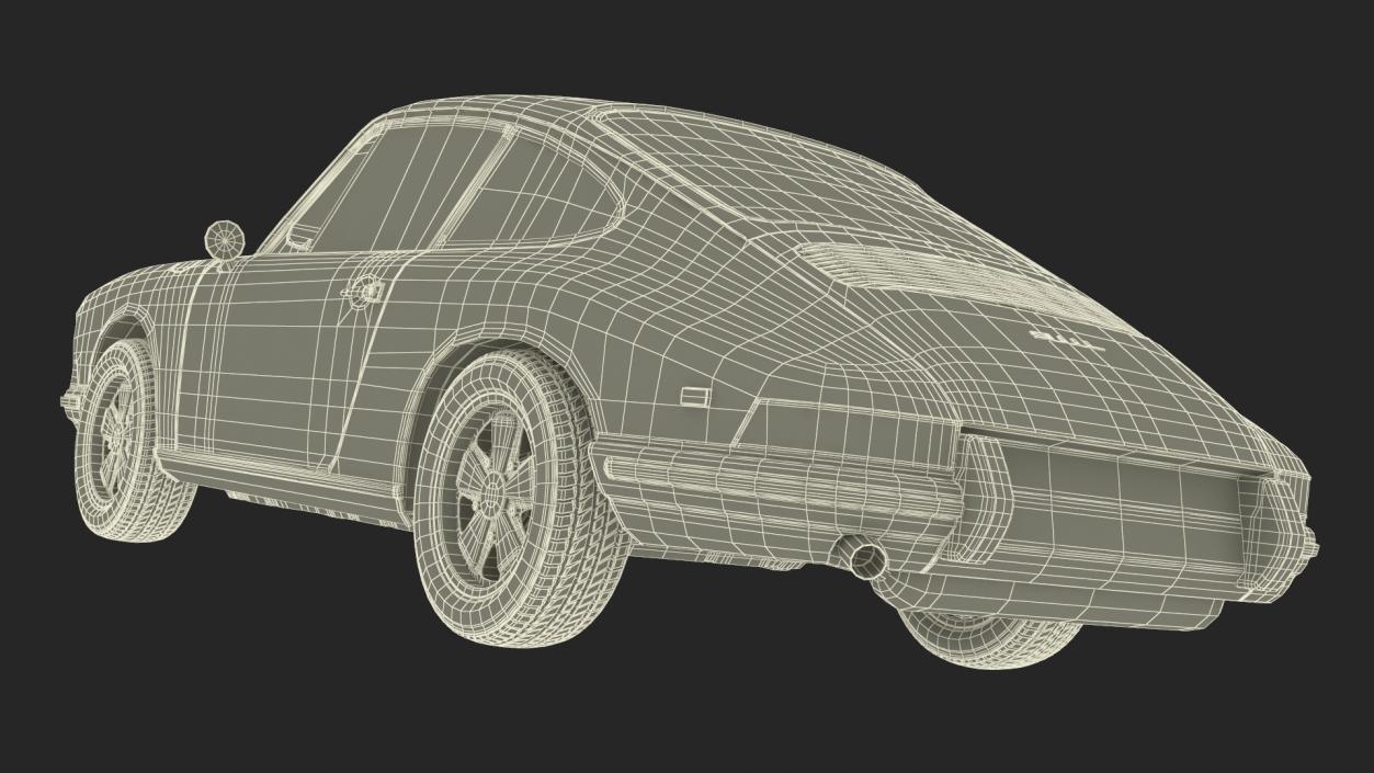 3D White Porsche 911 1968 Simplified model