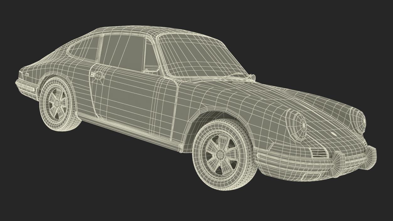 3D White Porsche 911 1968 Simplified model