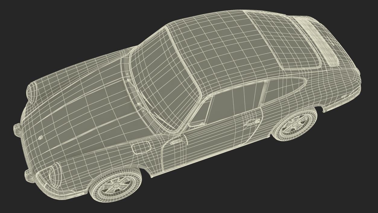 3D White Porsche 911 1968 Simplified model