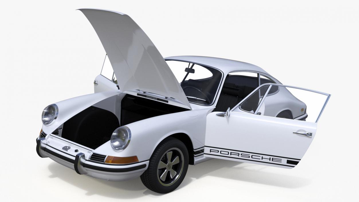 3D White Porsche 911 1968 Simplified model