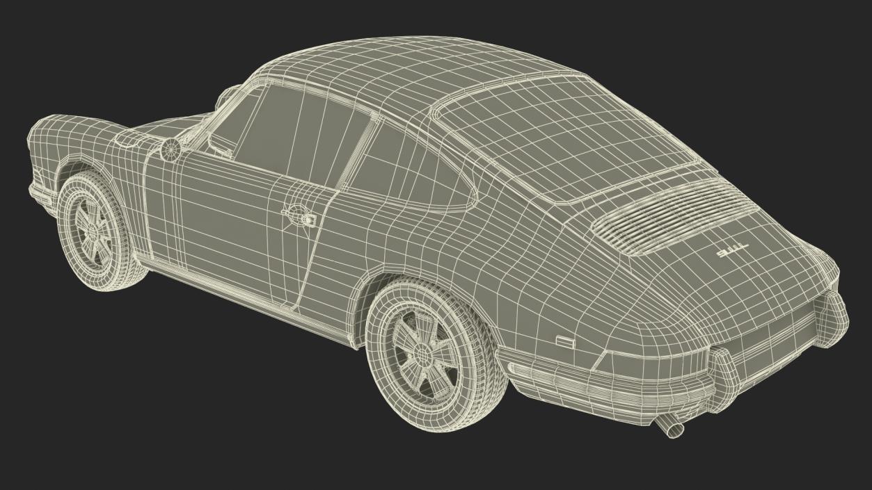 3D White Porsche 911 1968 Simplified model