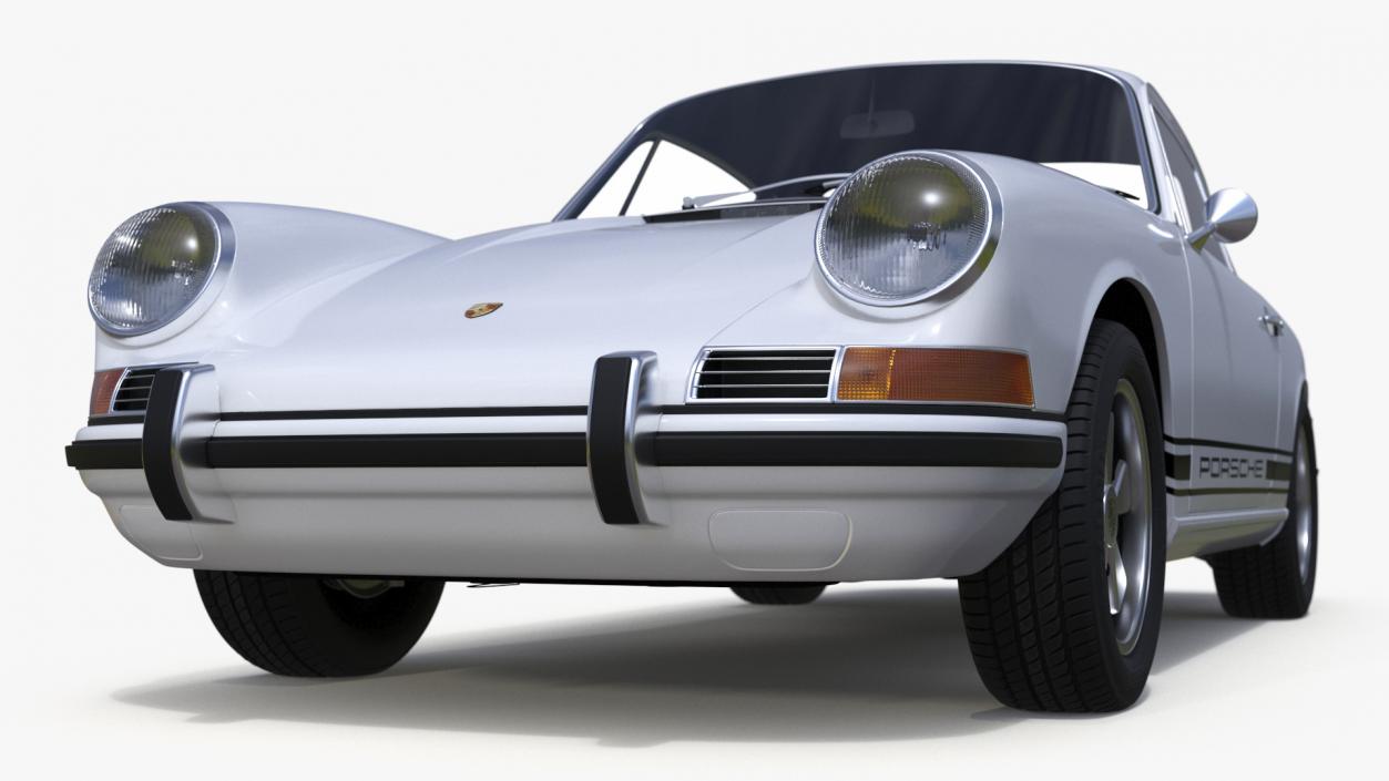 3D White Porsche 911 1968 Simplified model