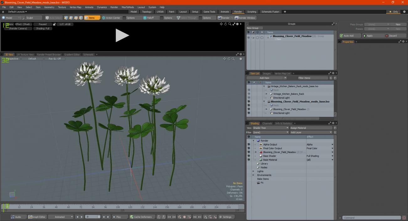 3D Blooming Clover Field Meadow model