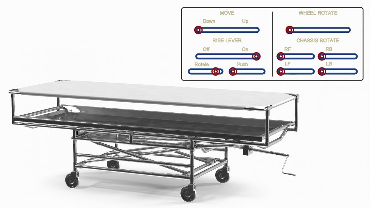 3D model Covered Mortuary Gurney Rigged