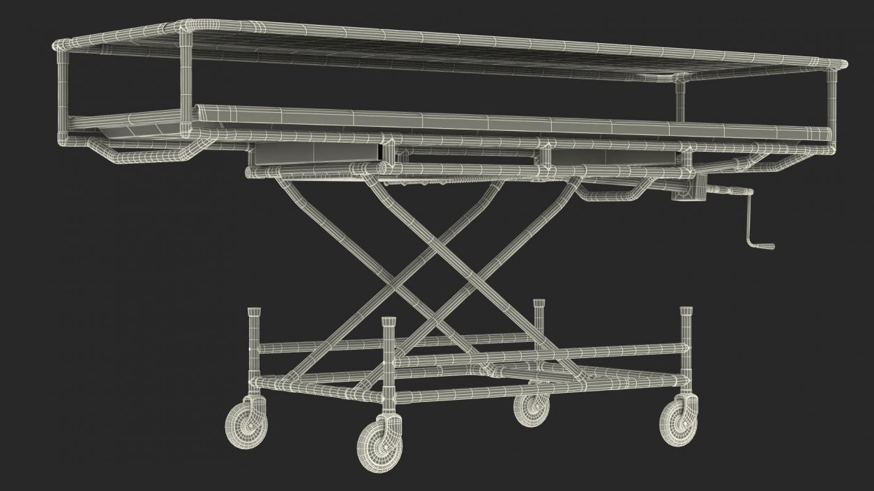 3D model Covered Mortuary Gurney Rigged