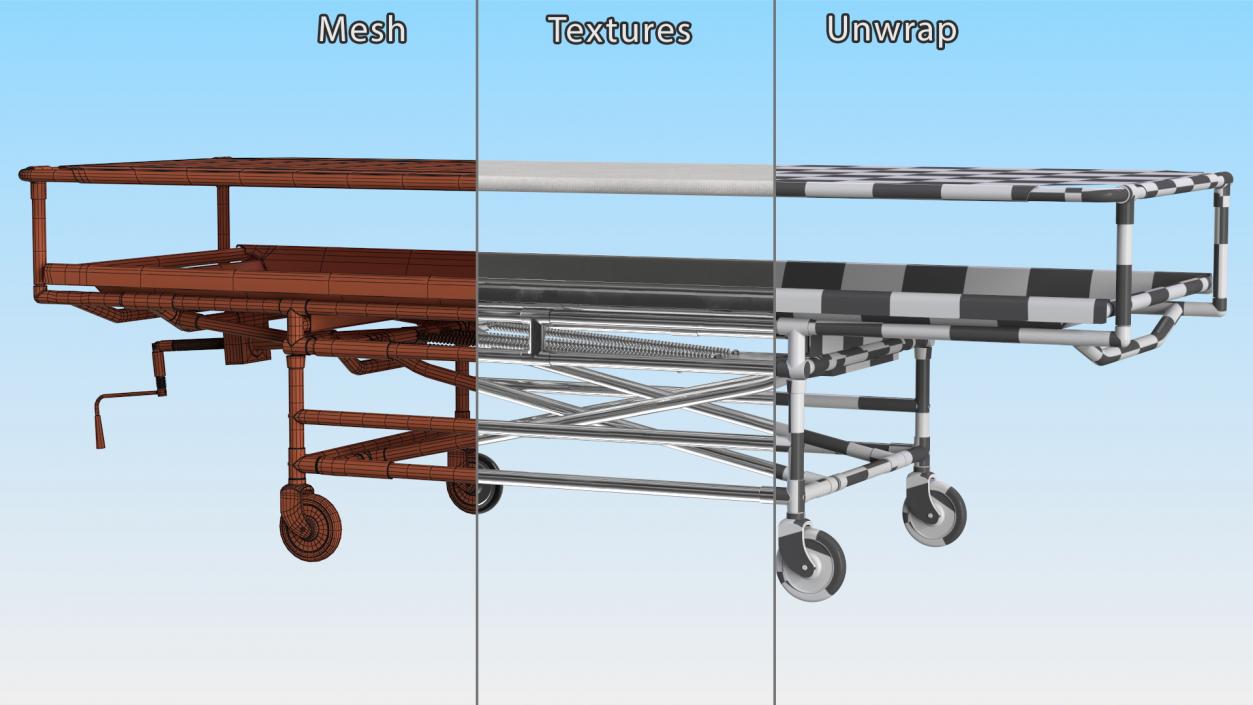 3D model Covered Mortuary Gurney Rigged