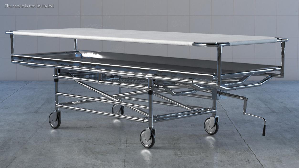 3D model Covered Mortuary Gurney Rigged