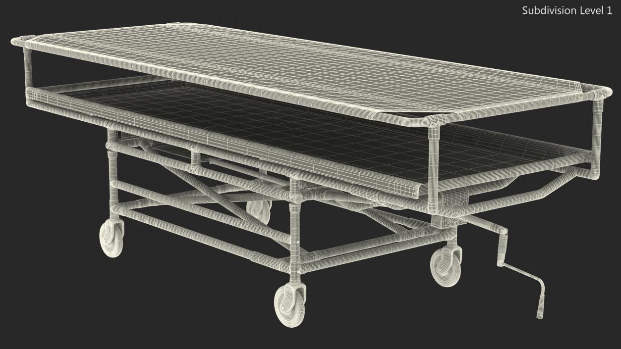 3D model Covered Mortuary Gurney Rigged