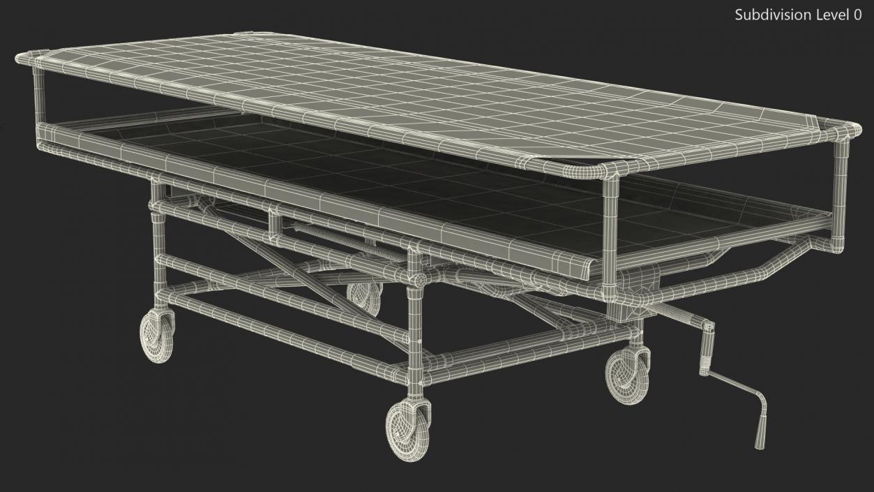 3D model Covered Mortuary Gurney Rigged