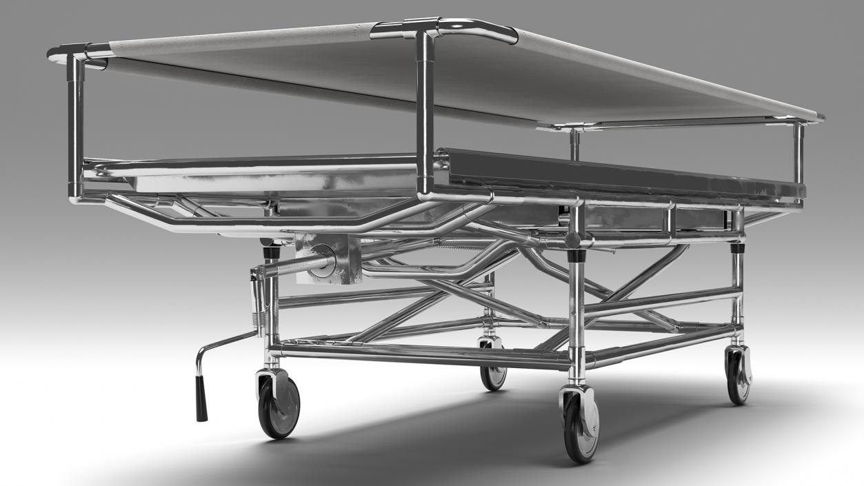 3D model Covered Mortuary Gurney Rigged