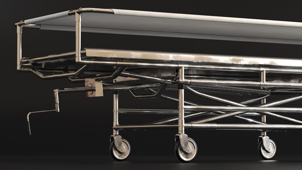 3D model Covered Mortuary Gurney Rigged