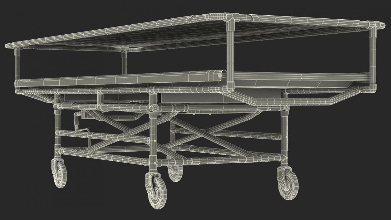 3D model Covered Mortuary Gurney Rigged