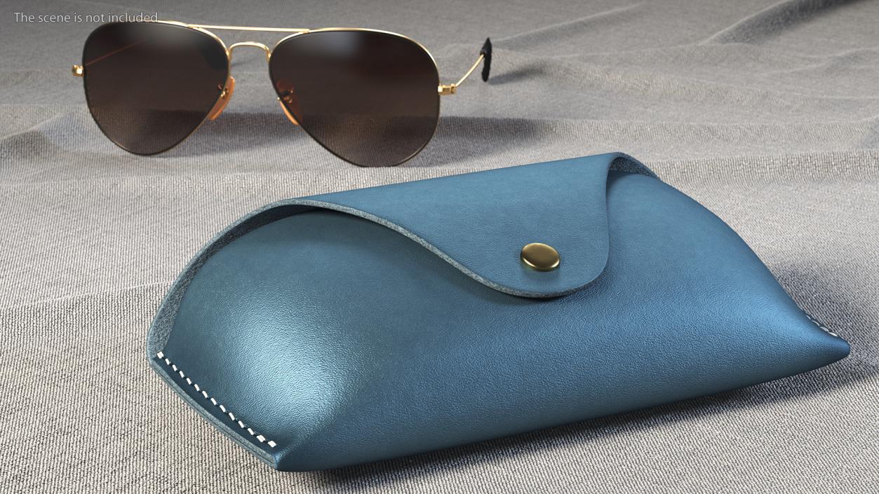 3D model Leather Sunglasses Case Closed Blue