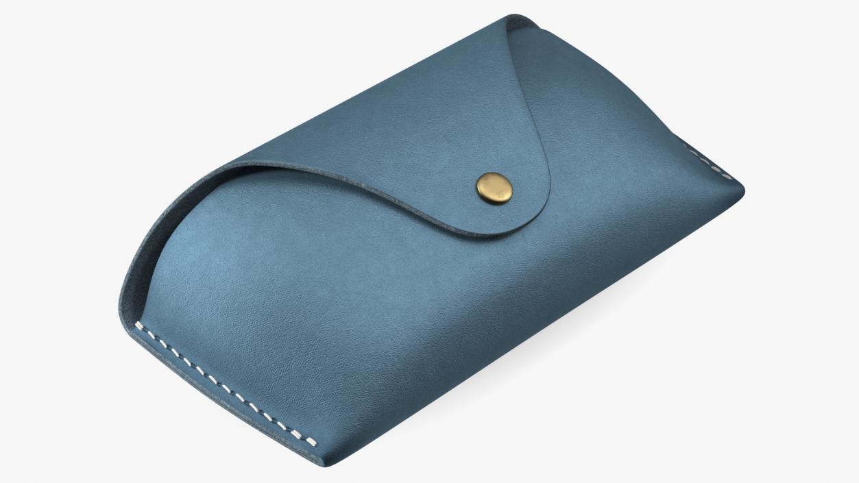 3D model Leather Sunglasses Case Closed Blue